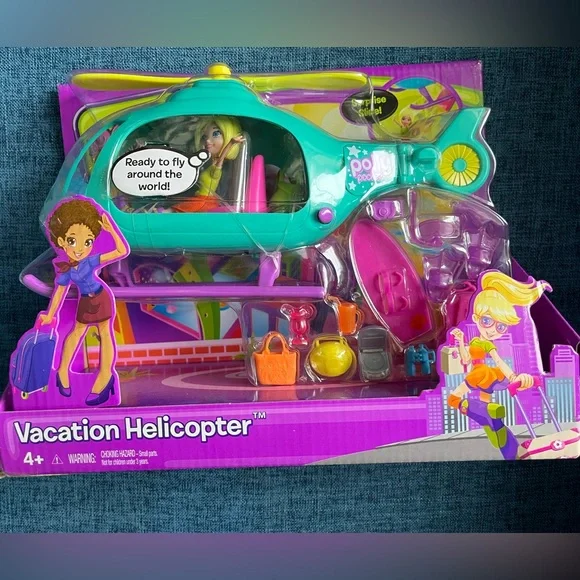 New Polly Pocket Vacation Helicopter Blue Mattel 2011 Rare X2356 Toy Gift - Picture 1 of 3